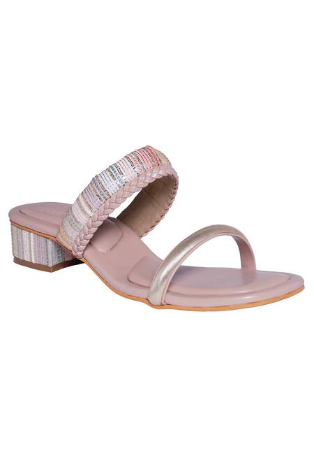 Veruschka By Payal Kothari Pink Basundi Block Heels Online at Aza Fashions Veruschka By Payal Kothari_Pink Basundi Block Heels _Online_at_Aza_Fashions