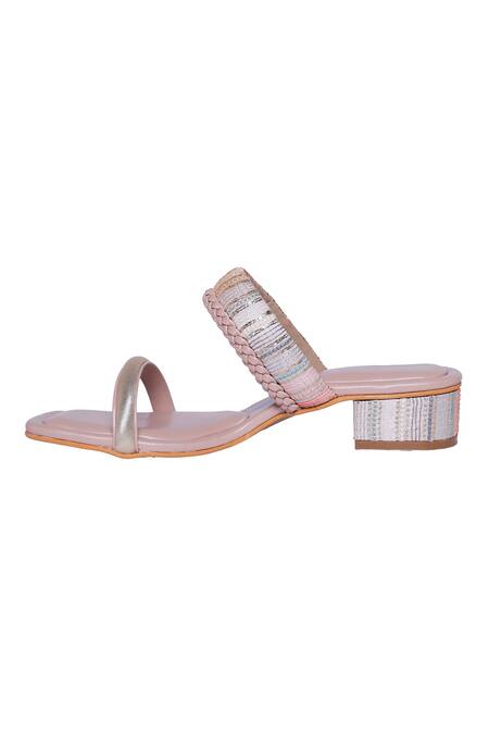 Shop Veruschka By Payal Kothari Pink Basundi Block Heels Online at Aza Fashions Shop_Veruschka By Payal Kothari_Pink Basundi Block Heels _Online_at_Aza_Fashions