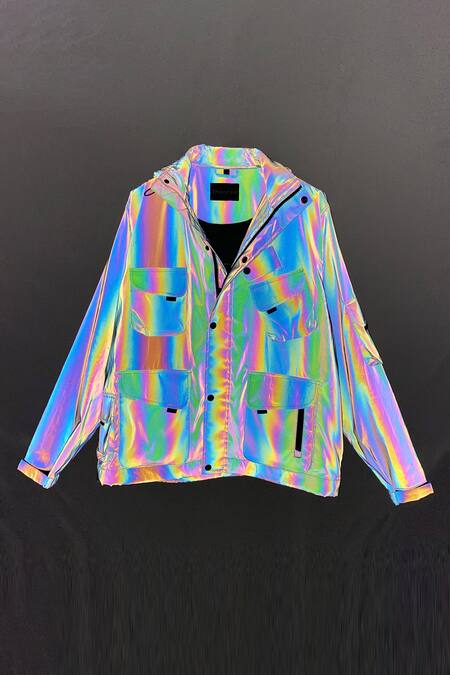 Buy_Theorem_Grey Polyester Multi Pocket Reflective Jacket 