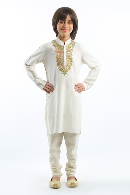 Bal Bachche By Rohit Bal Squirrel Embroidered Neck Kurta Set 