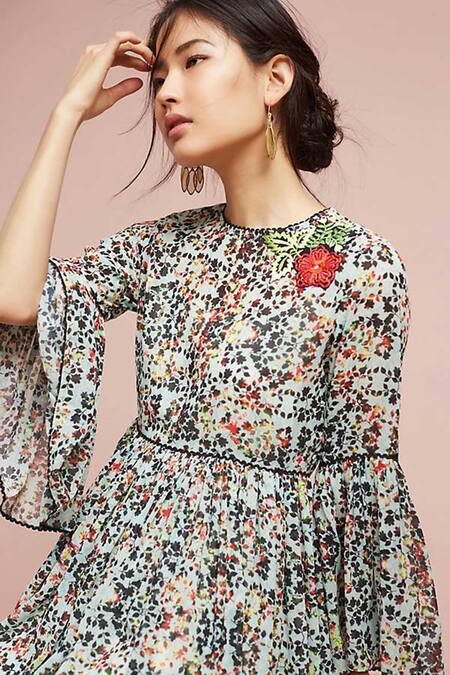 Bhanuni By Jyoti White Dress Viscose Georgette Inner Rayon Dress Round Neck Printed Online at Aza Fashions Bhanuni By Jyoti_White Dress Viscose Georgette Inner Rayon Dress Round Neck Printed _Online_at_Aza_Fashions