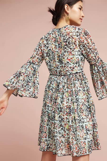 Shop Bhanuni By Jyoti White Dress Viscose Georgette Inner Rayon Dress Round Neck Printed at Aza Fashions Shop_Bhanuni By Jyoti_White Dress Viscose Georgette Inner Rayon Dress Round Neck Printed _at_Aza_Fashions