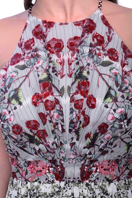 Buy Bhanuni By Jyoti Green Viscose Georgette Round Floral Printed Gown Online at Aza Fashions Buy_Bhanuni By Jyoti_Green Viscose Georgette Round Floral Printed Gown _Online_at_Aza_Fashions