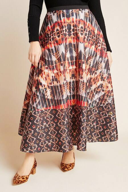 Bhanuni By Jyoti Multi Color Poly Taffeta Printed Maxi Skirt at Aza Fashions Bhanuni By Jyoti_Multi Color Poly Taffeta Printed Maxi Skirt _at_Aza_Fashions