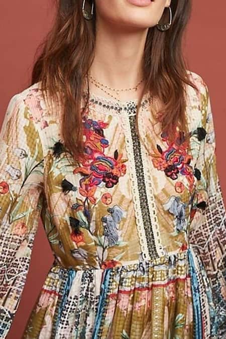 Bhanuni By Jyoti Beige Viscose Round Printed Gown at Aza Fashions Bhanuni By Jyoti_Beige Viscose Round Printed Gown _at_Aza_Fashions