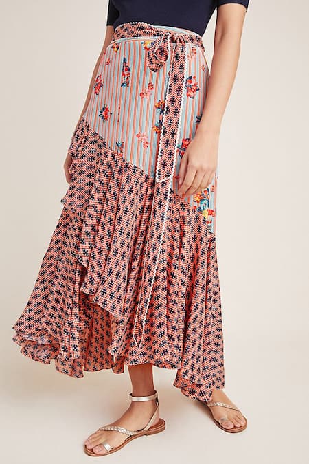 Shop Bhanuni By Jyoti Red Viscose Crepe Printed Midi Skirt at Aza Fashions Shop_Bhanuni By Jyoti_Red Viscose Crepe Printed Midi Skirt _at_Aza_Fashions