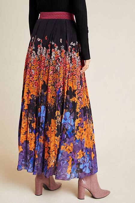 Bhanuni By Jyoti Black Viscose Crepe Floral Printed Skirt Online at Aza Fashions Bhanuni By Jyoti_Black Viscose Crepe Floral Printed Skirt _Online_at_Aza_Fashions