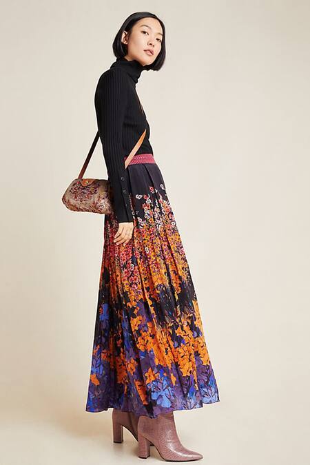 Buy Bhanuni By Jyoti Black Viscose Crepe Floral Printed Skirt Online at Aza Fashions Buy_Bhanuni By Jyoti_Black Viscose Crepe Floral Printed Skirt _Online_at_Aza_Fashions