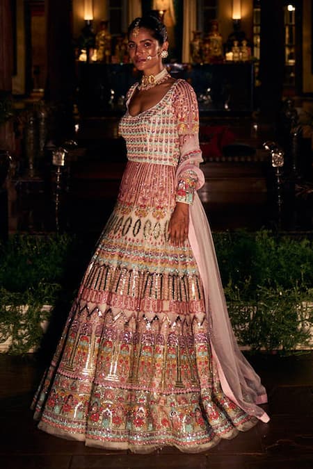 Reynu Taandon Swarovski Embellished Anarkali With Dupatta 