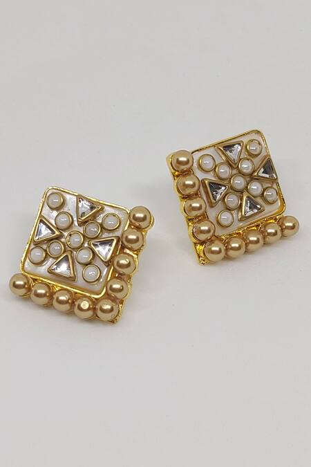 Bblingg Gold Plated Crystals, Pearls Studs Online at Aza Fashions Bblingg_Gold Plated Crystals, Pearls Studs _Online_at_Aza_Fashions