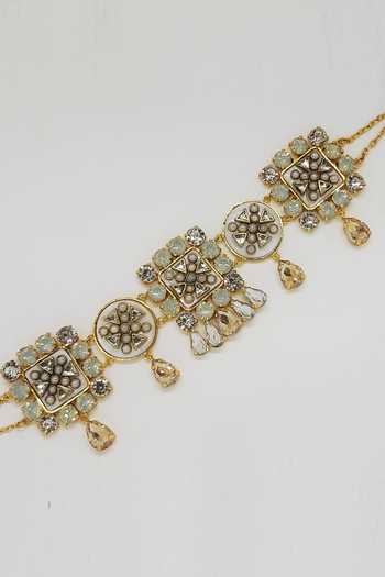 Bblingg_Gold Plated Crystal And Kundan Choker _Online_at_Aza_Fashions