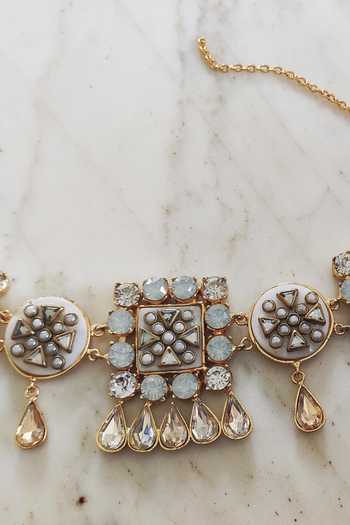 Buy_Bblingg_Gold Plated Crystal And Kundan Choker _Online_at_Aza_Fashions