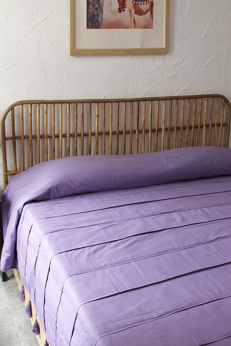 House This Purple 100 % Cotton Double Bedcover