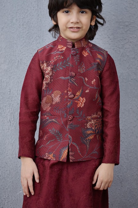 Buy Torani Maroon Chanderi Embroidery Bhura Anardana Faiz Bundi And Kurta Set Online at Aza Fashions Buy_Torani_Maroon Chanderi Embroidery Bhura Anardana Faiz Bundi And Kurta Set _Online_at_Aza_Fashions