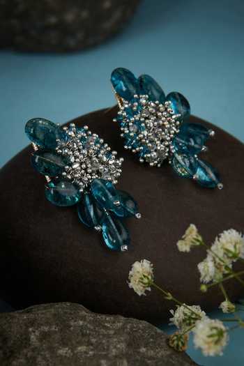 Buy_House Of D"Oro_Blue Stones Handmade Stud Earrings_Online_at_Aza_Fashions