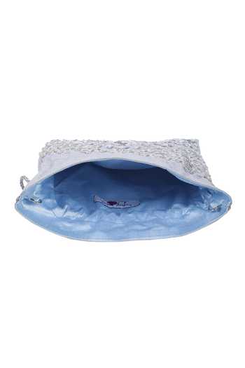 The Purple Sack_Silver Embroidery Potli Bag _at_Aza_Fashions