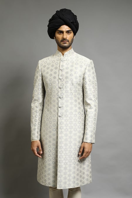 Abhishek Gupta Chanderi Applique Embroidered Bandhgala 