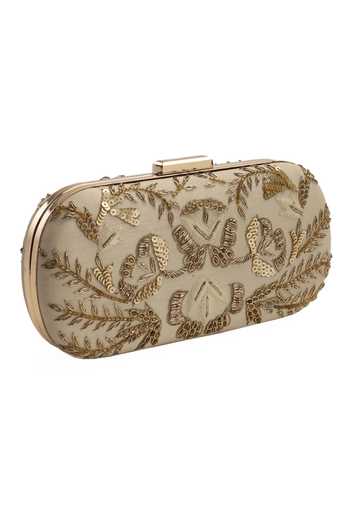 Buy_The Purple Sack_Beige Embroidery Clutch With Sling _Online_at_Aza_Fashions