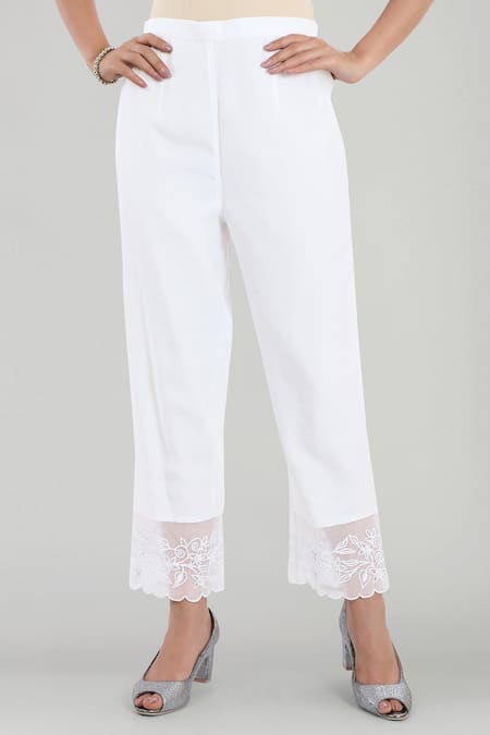 Buy_Asaga_White Anarkali Chanderi Silk, Cotton Pant Mul Cotton Dupatta Organza Set _Online_at_Aza_Fashions