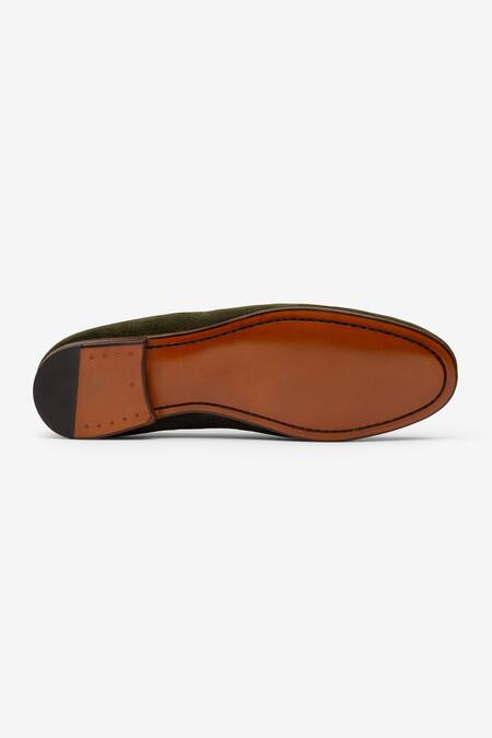 Bridlen_Green Penny Suede Loafers_at_Aza_Fashions