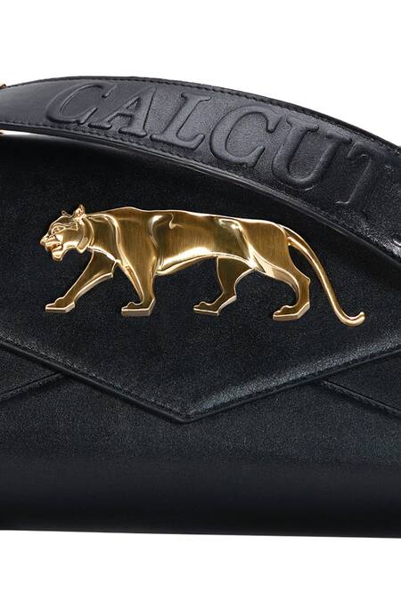 Shop_Sabyasachi_Bengal Black Calcutta Sling Bag_at_Aza_Fashions