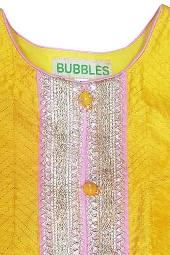 Bubbles_Yellow Georgette Embellished Kurta Set _at_Aza_Fashions