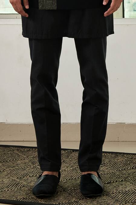 Tisa - Men_Black Viscose Polyester Embroidered Bandhgala And Kurta Set_Online_at_Aza_Fashions