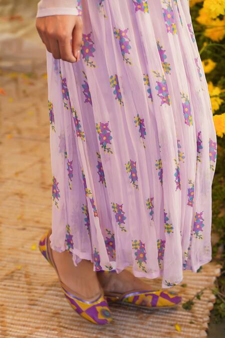 Baise Gaba_Purple Chiffon, Modal , Doriya Floral Ziba Print Anarkali Set_at_Aza_Fashions