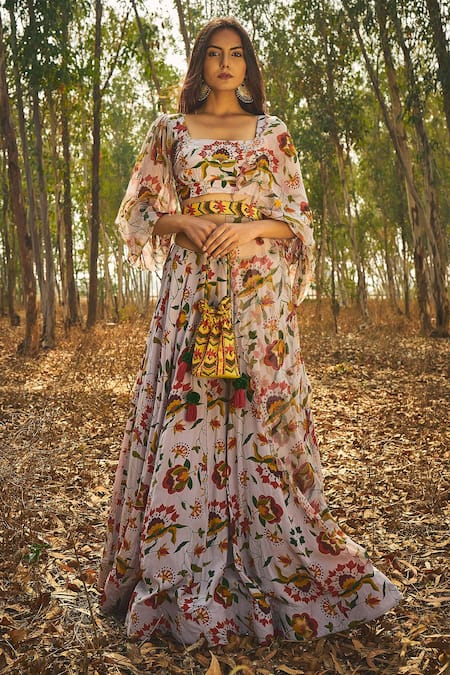 Baise Gaba_Yellow Embroidery, Tassels Crepe Potli Bag _Online_at_Aza_Fashions