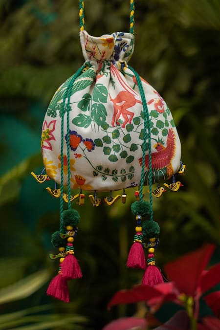 Baise Gaba Modal Satin Printed Potli Bag 