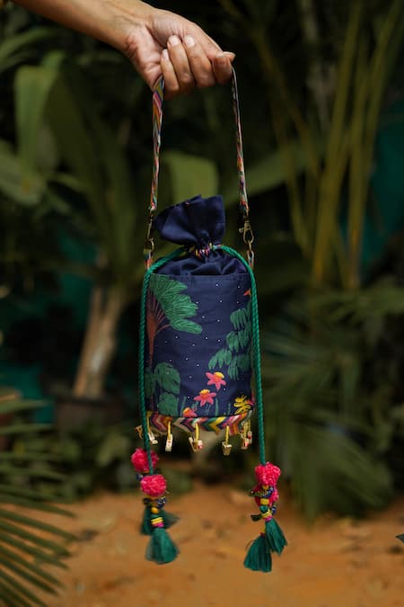 Baise Gaba Modal Satin Printed Potli Bag 