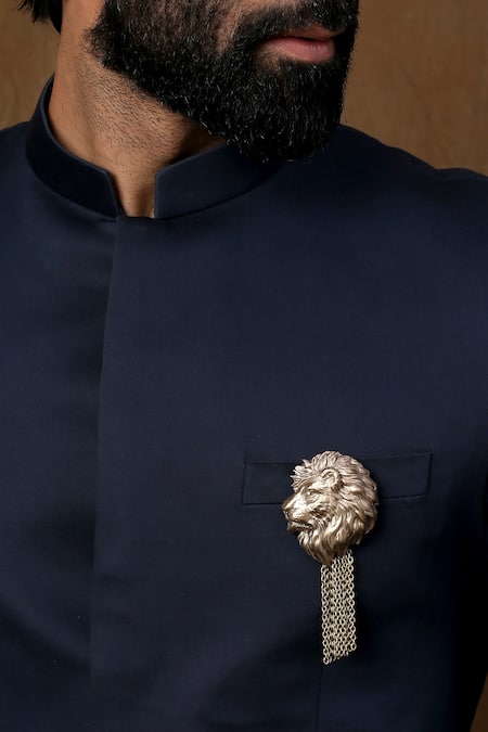 Cosa Nostraa_Gold Lion Chain Tassel Brooch _Online_at_Aza_Fashions