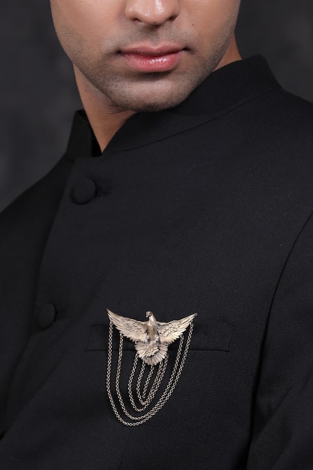 Cosa Nostraa_Gold Flying Phoenix Brooch _Online_at_Aza_Fashions