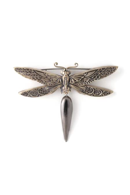 Cosa Nostraa_Red Carved Dragonfly Brooch _Online_at_Aza_Fashions