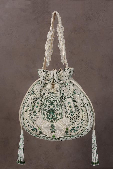 Lovetobag_Ivory Embellished Bijoux Stone Potli _Online_at_Aza_Fashions