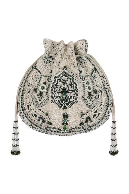 Shop_Lovetobag_Ivory Embellished Bijoux Stone Potli _at_Aza_Fashions