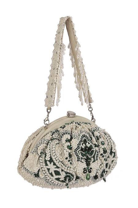 Buy Lovetobag Ivory Semi Precious Stone Bijoux Embellished Pouch Online at Aza Fashions Buy_Lovetobag_Ivory Semi Precious Stone Bijoux Embellished Pouch _Online_at_Aza_Fashions