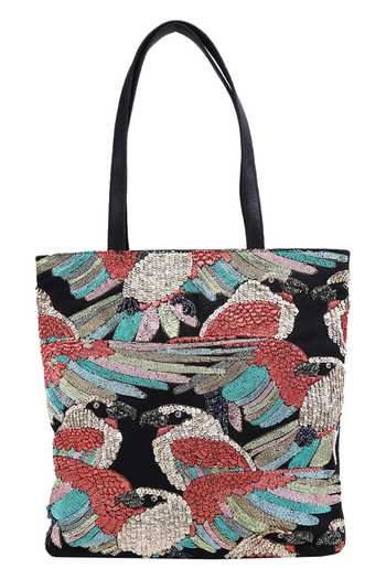 The Purple Sack_Black Embroidery Tote Bag _Online_at_Aza_Fashions