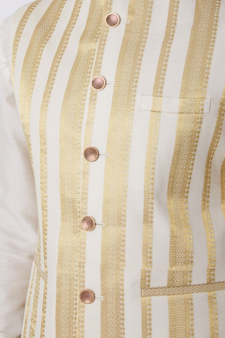 Buy Spring Break White Cotton Striped Bundi Online at Aza Fashions Buy_Spring Break_White Cotton Striped Bundi _Online_at_Aza_Fashions