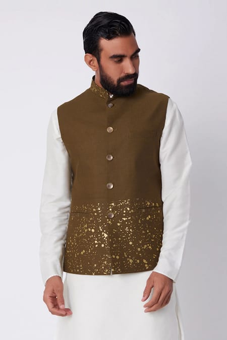 Spring Break Brown Cotton Foil Print Bundi Online at Aza Fashions Spring Break_Brown Cotton Foil Print Bundi_Online_at_Aza_Fashions