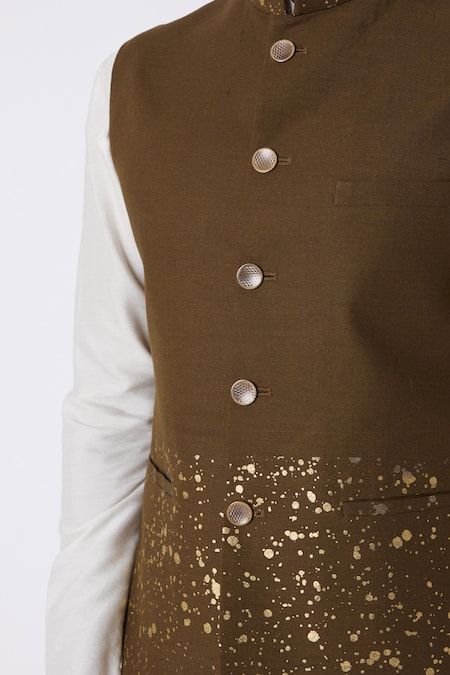 Buy Spring Break Brown Cotton Foil Print Bundi Online at Aza Fashions Buy_Spring Break_Brown Cotton Foil Print Bundi_Online_at_Aza_Fashions