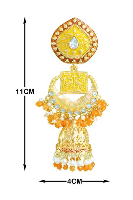 BelsI'S_Gold Plated Bead Handcrafted Drop Jhumkas_Online_at_Aza_Fashions