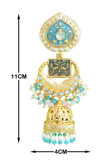 BelsI'S_Gold Plated Bead Handcrafted Drop Jhumkas_Online_at_Aza_Fashions