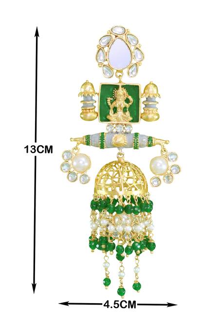 BelsI'S_Gold Plated Bead Handcrafted Floral Enamel Jhumkas_Online_at_Aza_Fashions