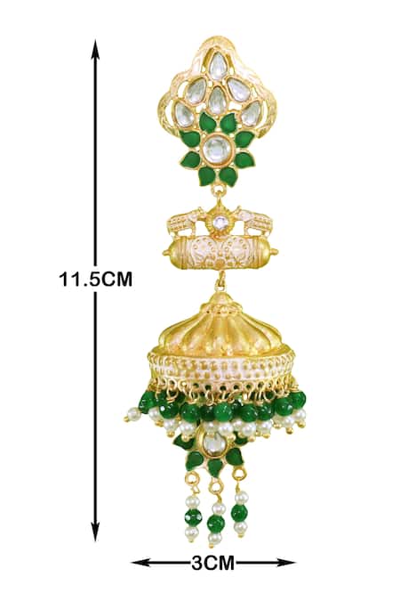 BelsI'S_Gold Plated Bead Handcrafted Floral Jhumkas_Online_at_Aza_Fashions