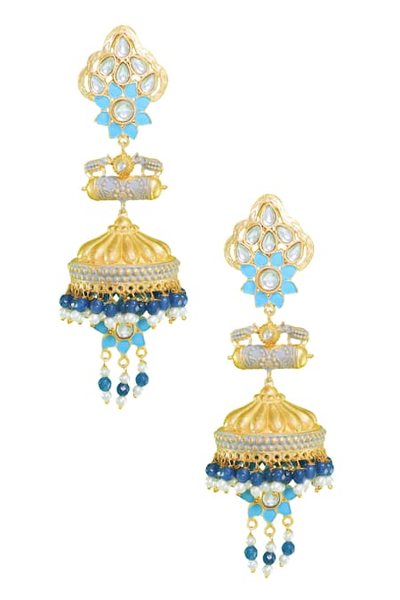 Belsi's Gold Plated Bead Handcrafted Floral Jhumkas 