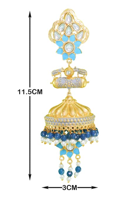 BelsI'S_Gold Plated Bead Handcrafted Floral Jhumkas_Online_at_Aza_Fashions