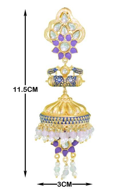 BelsI'S_Gold Plated Bead Handcrafted Floral Jhumkas_Online_at_Aza_Fashions
