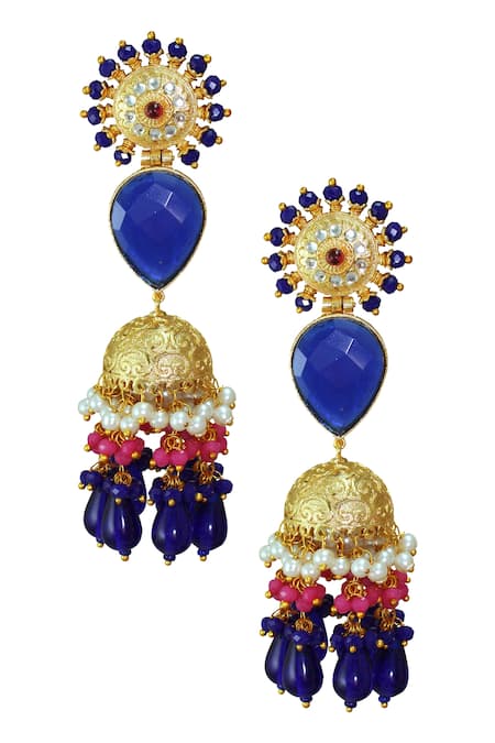 Gold Plated Triple-Layered Jhumka Earrings-Traditional Gold Earring – Niscka