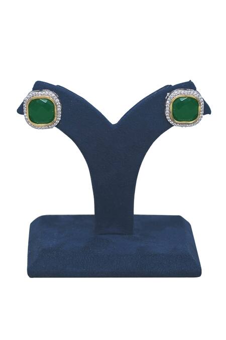 BelsI'S_Green Stone And Pearls Embellished Choker Set_Online_at_Aza_Fashions